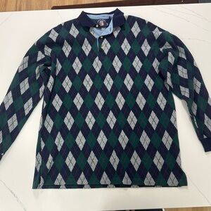 Vintage Salty Dog Argyle Long Sleeve Rugby / Polo Shirt 🧶🍃
